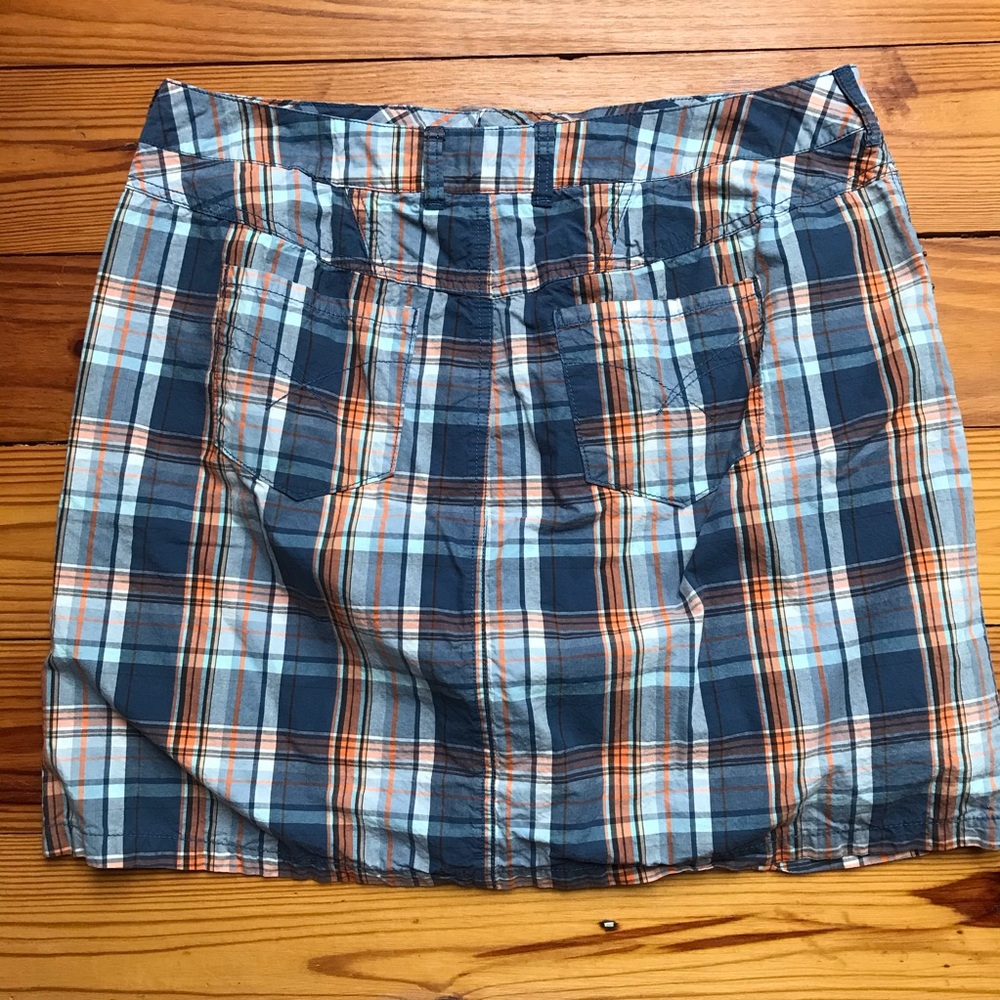 French Cuff Blue Orange Plaid Skort, EUC, 16W - Picture 8 of 11